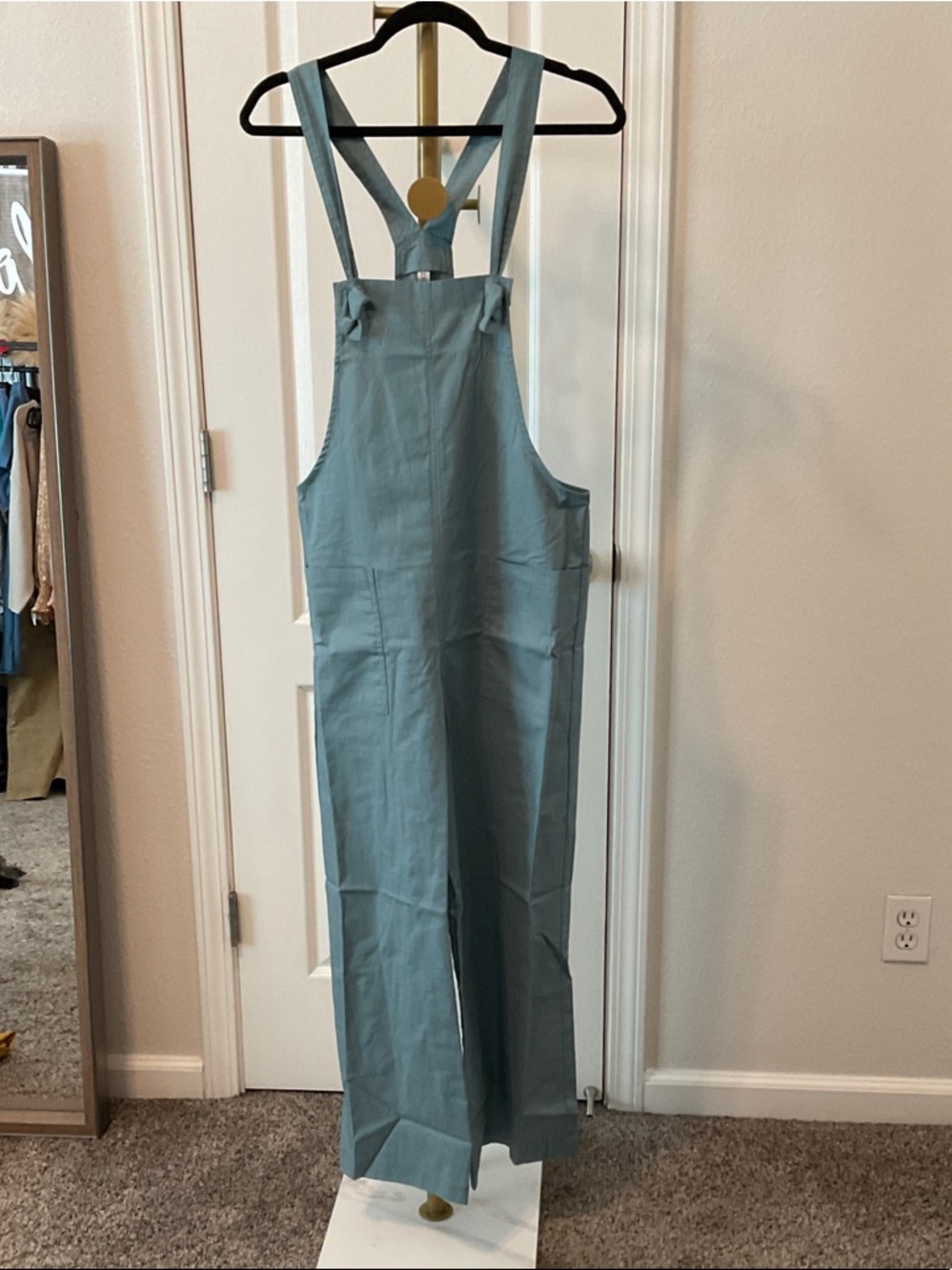 Zanana Dusty Teal Strappy Wide-Leg Overall’s